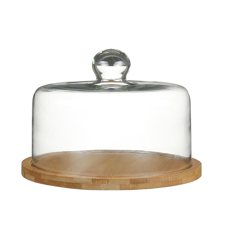 Glass Cake Plate Dessert Display Stand Transparent Dustproof Restaurant Afternoon Tea Food Serving Plate Style Nordic