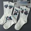 New Cyberpunk Style White Cartoon Gameing Socks for Men and Women Game Over Socks Cotton Women Ins Style Funny Happy Socks