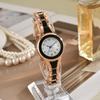 Ladies Quartz Watch Round Band Wristwatch Strap Analog Watch Contrasting Color Dial Slim Women Bracelet Gift