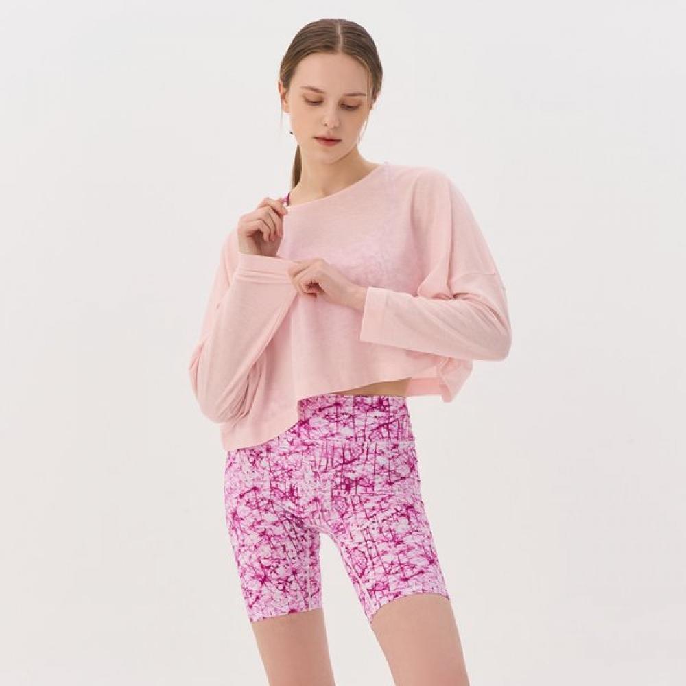 Huit Linen Slub Loose Fit Crop Long Sleeve Tee Htwtl4i03t