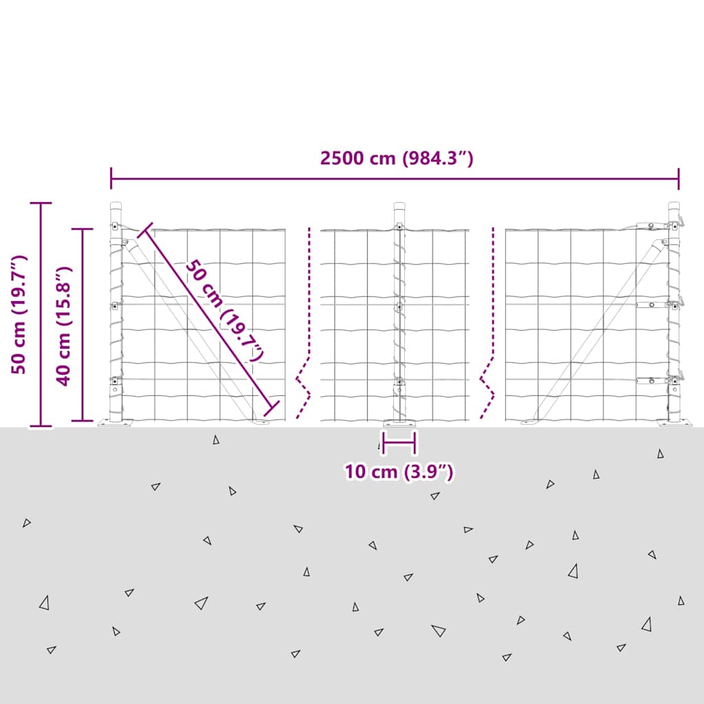 Welded Wire Fence with Concrete Base 25 X 0.4 M (W X H)
