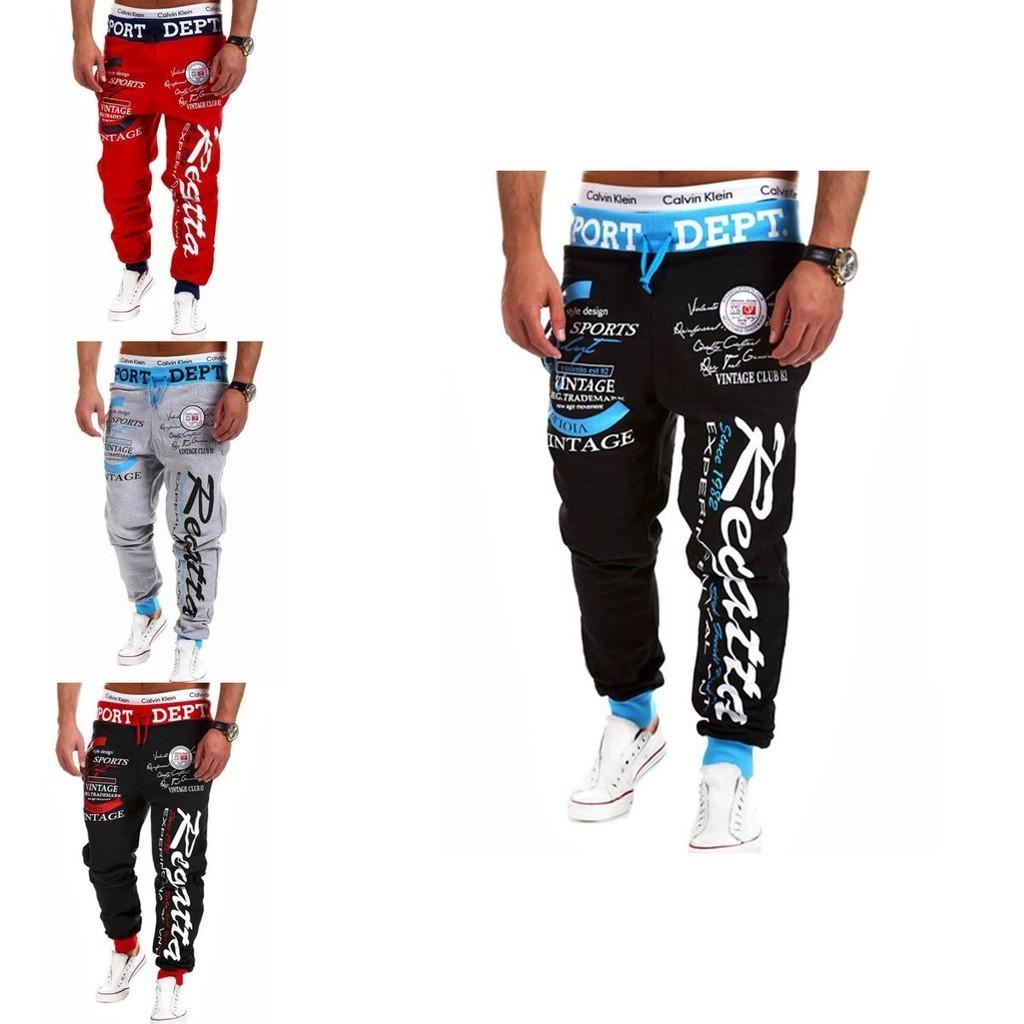 Classic Men's Letter Sport Sweat Pants Jogging Jogger Trousers Tracksuit Bottoms With Stylish Drop Crotch Design