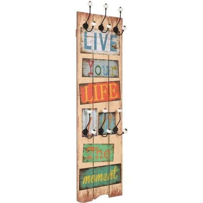 VidaXL Porte-manteau mural avec 6 crochets 120 x 40 cm LIVE LIFE