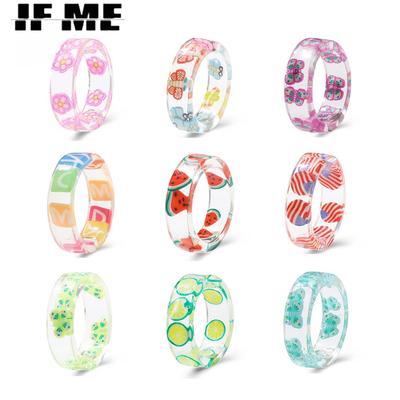 Korean Fruit Transparent Resin Ring Fashion Colorful Finger Rings Women Jewelry Accessories Gift