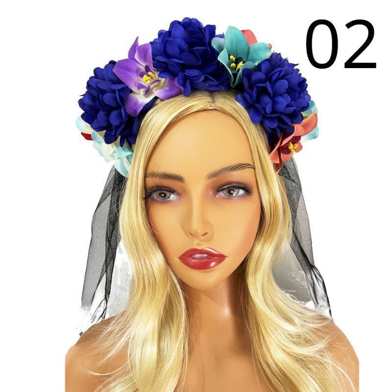 

1 Pcs Rose Flower Headband Artificial Flower Festival Party Photo Makeup Masquerade Accessories Flower Crown Headband