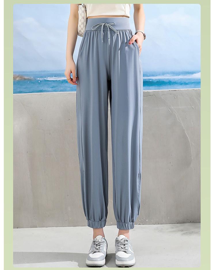 Women s Casual Ice Silk Joggers - Summer Slimming, Loose Fit, Sun-Protective Lantern Pants. XL
