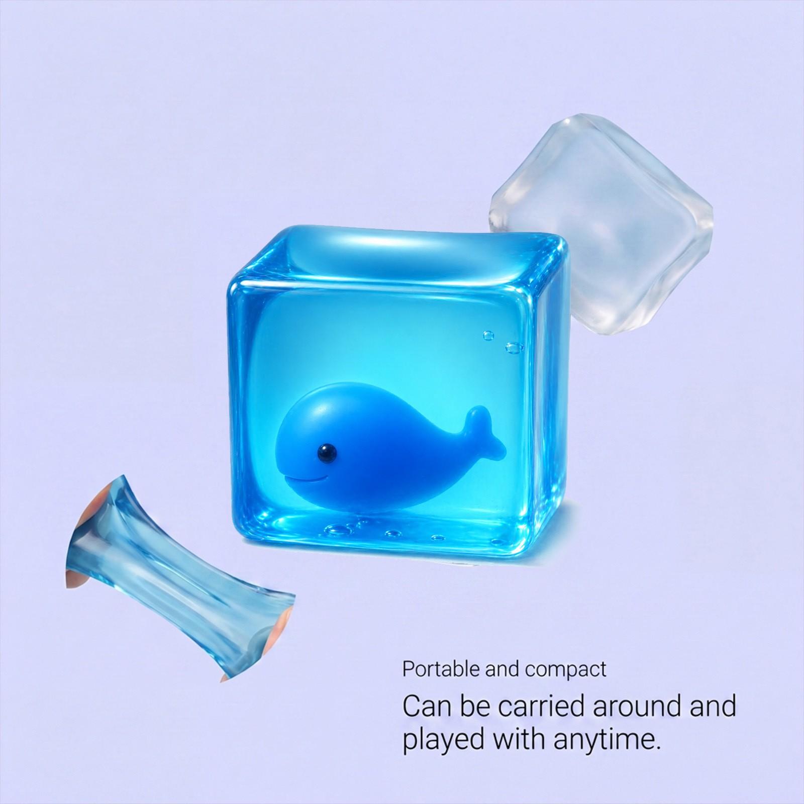

Square Whale Night Light Soft Squeeze Toy for Desk Decor Stress Relief Sensory Play for Office Home and Classroom Use One Size синій