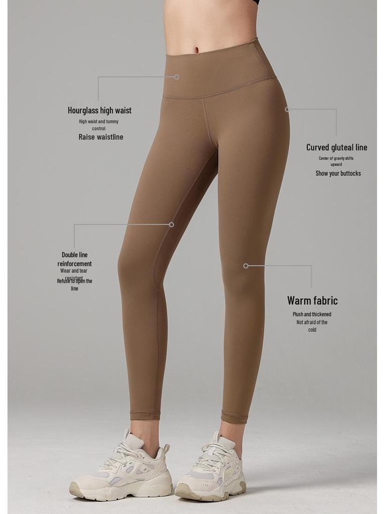 Women's Fleece-Lined High-Waist Yoga Pants - Warm, Soft, Hip-Lifting Fitness Leggings for Autumn/Winter.