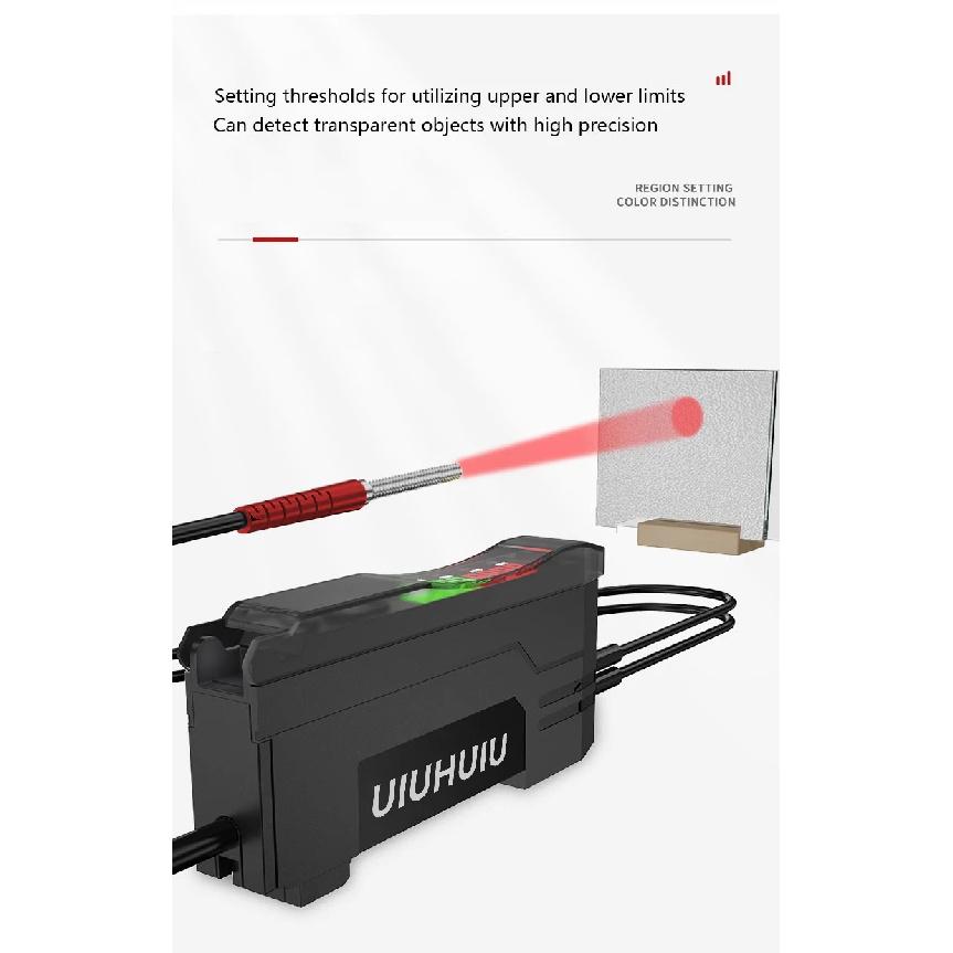 Fiber Optic Sensor Amplifier Digital Display and Economy Style Optical Photoelectric Switch 10-30V DC 3-wire NPN PNP Fiber