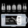 5 In 1 Boxed False Nail Tips Soft Gel Full Cover Semi-matte Capsules Almond French Coffin Fake Nails Extension Press On Nails
