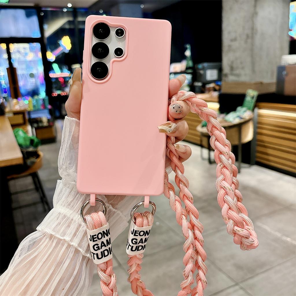 For Samsung Galaxy S25 Edge Soft Lanyard Phone Case S24 S23 FE S22 S21 Plus A56 A55 A36 A35 A16 A17 A07 Crossbody Silicone Cover