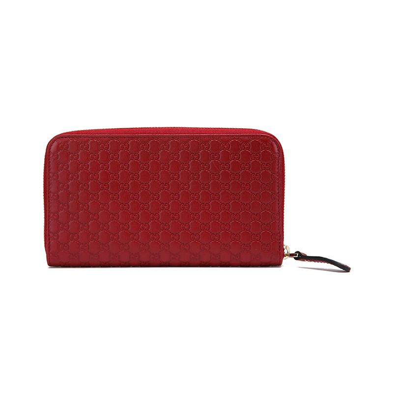 Gucci Presbyopia Logo embossed long zipper leather wallet women's red