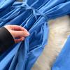 Vintage Bohemian Long Dress for Women A-line Embroidery Lace-up O Neck Lantern Sleeve Holiday Autumn Vestidos