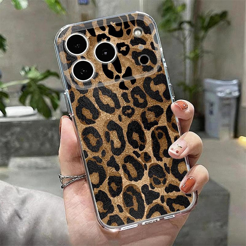 Leopard Print Phone Case For iPhone 17 Pro Max Coque iPhone 16 15 14 13 Pro Max 11 Clear TPU Silicone Soft Cover
