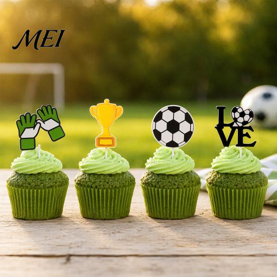 Soccer Party Baking Accessories 8 Pcs Cake Topper Decoration, Ball Goal Sports Dessert Toppers Shoe Cupcake for Sport Theme Birthday Supplies Decor