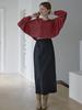 AVANT-G Back Slit Crop Knit T-Shirt - Brick