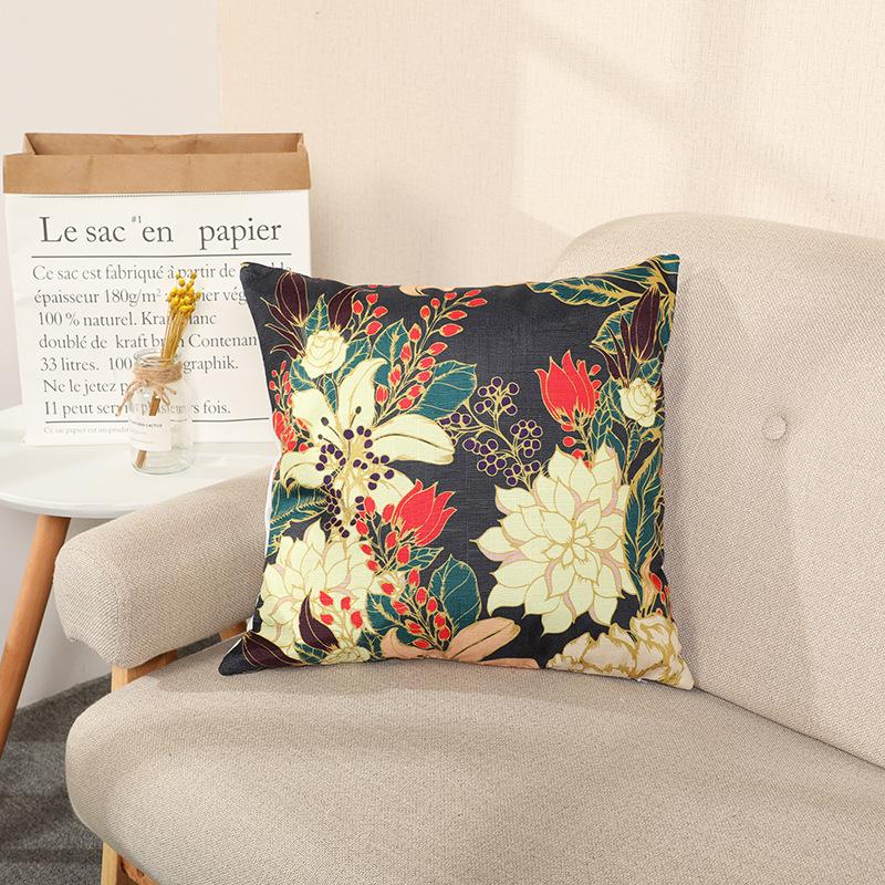 Nap Pillowcase Nordic Green Plants and Flowers Pastoral Bamboo Hemp Super Soft Pillow Car Cushion Pillow Core for Living Room