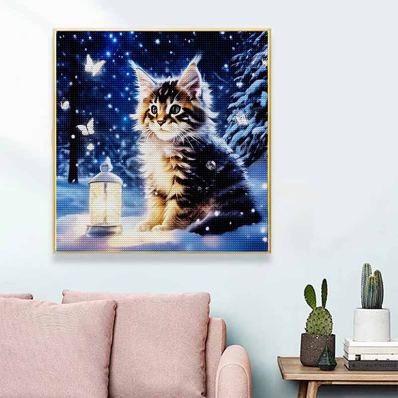 New Arrival 5D DIY Full Circle Diamond Painting "Kitten" Embroidery Cross Stitch Home Decor Gift