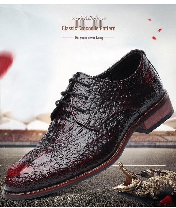 2025 Men's Crocodile Pattern Leather Shoes - Business Korean British Style, Formal Fashion for Youth & Weddings