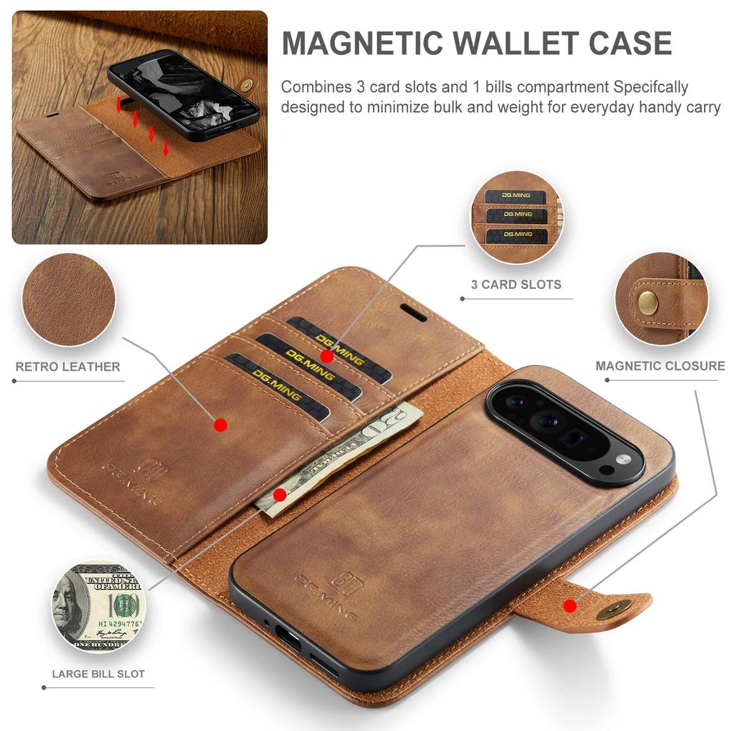 2 In 1 Detachable Cards Solt Wallet Leather Phone Case For Google Pixel 9 Pro XL 8A 7 7A 6 6A Magnetic Removable Bag Book Cover