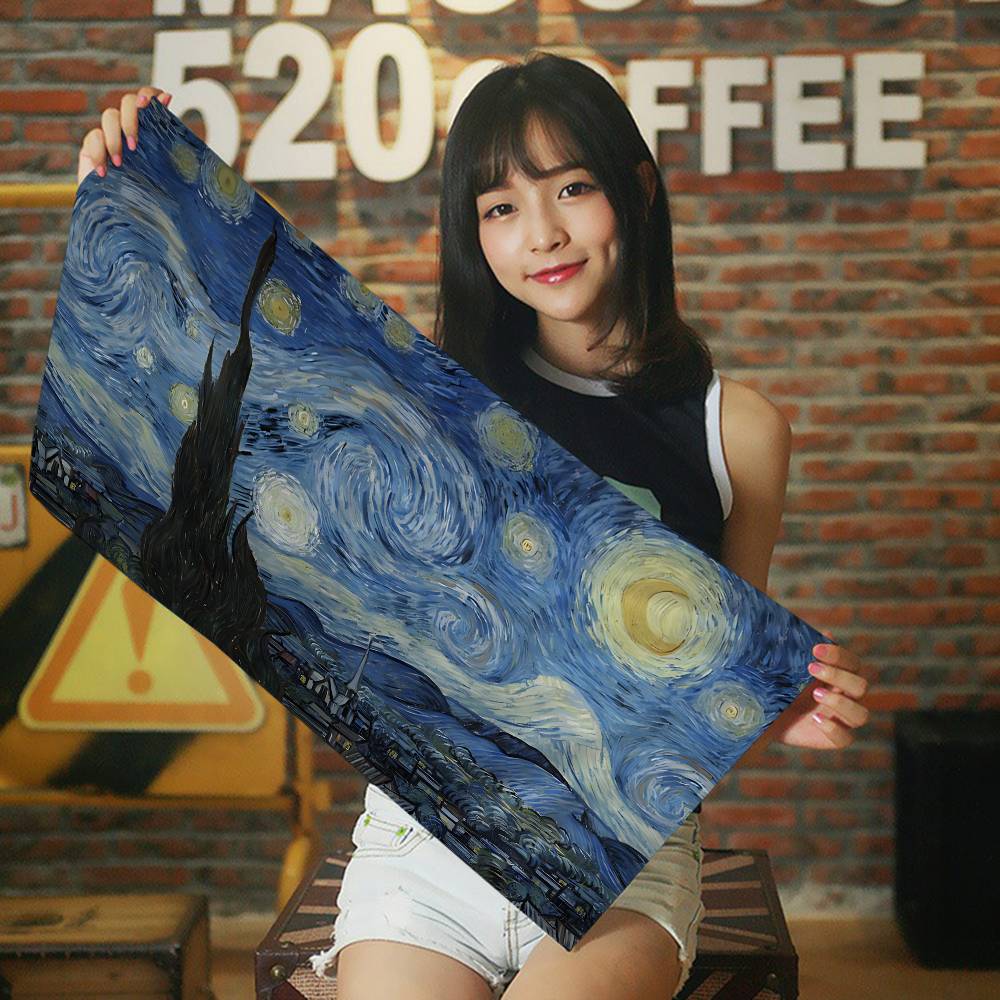 Van Gogh Starry Sky Art Microfiber Printed Beach Towel Mountain Climbing Yoga Beach Swimming Running Absorbent Soft Towel