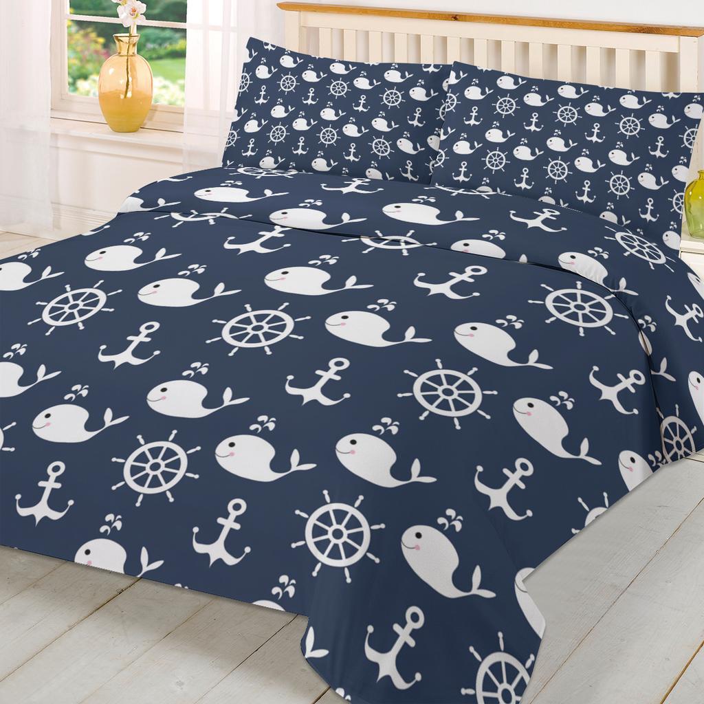 Anchor Whale Rudder Duvet Cover Bed Bedding Set Home Textile Quilt Cover Pillowcases Bedroom Double Bedding Set No Sheet