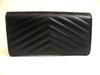 Authentic Saint Laurent YSL Silver YSL Motif Black Leather Long Flap Wallet #a875  Refurbished