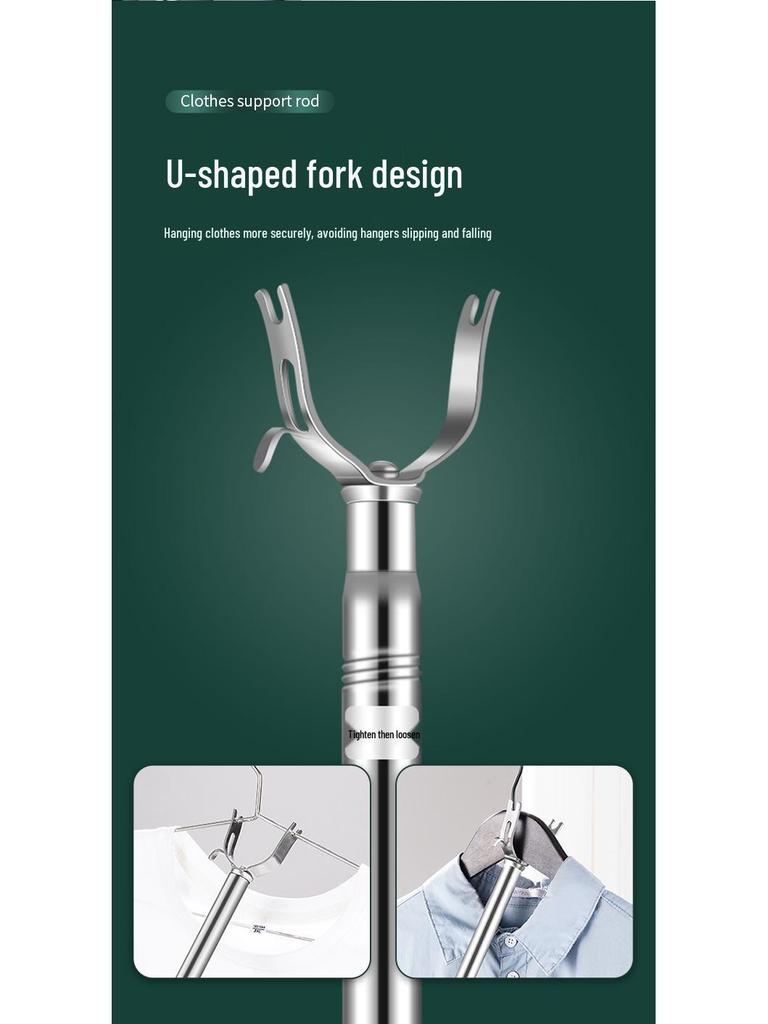 Extra Thick 304 Stainless Steel Retractable Clothes Drying Rod and Hanger for Household Use