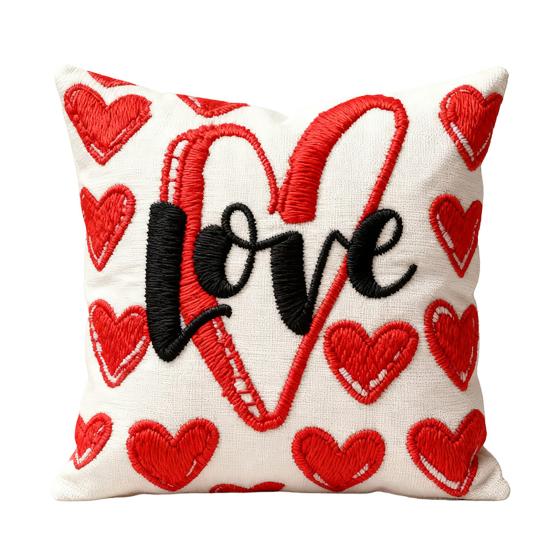 

Valentine s Day Pillow Cover 18 Faux Fur Love x 18 Soft Plush Heart Pillowcase Embroidery Throw
