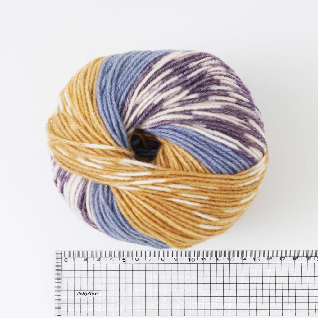 3 balls of raw wool gradient medium 100g superwash made in Beige x Purple x Blue yarn, dyed, weight, (approx. 215m), 50% wool, 50% acrylic, Italy,
