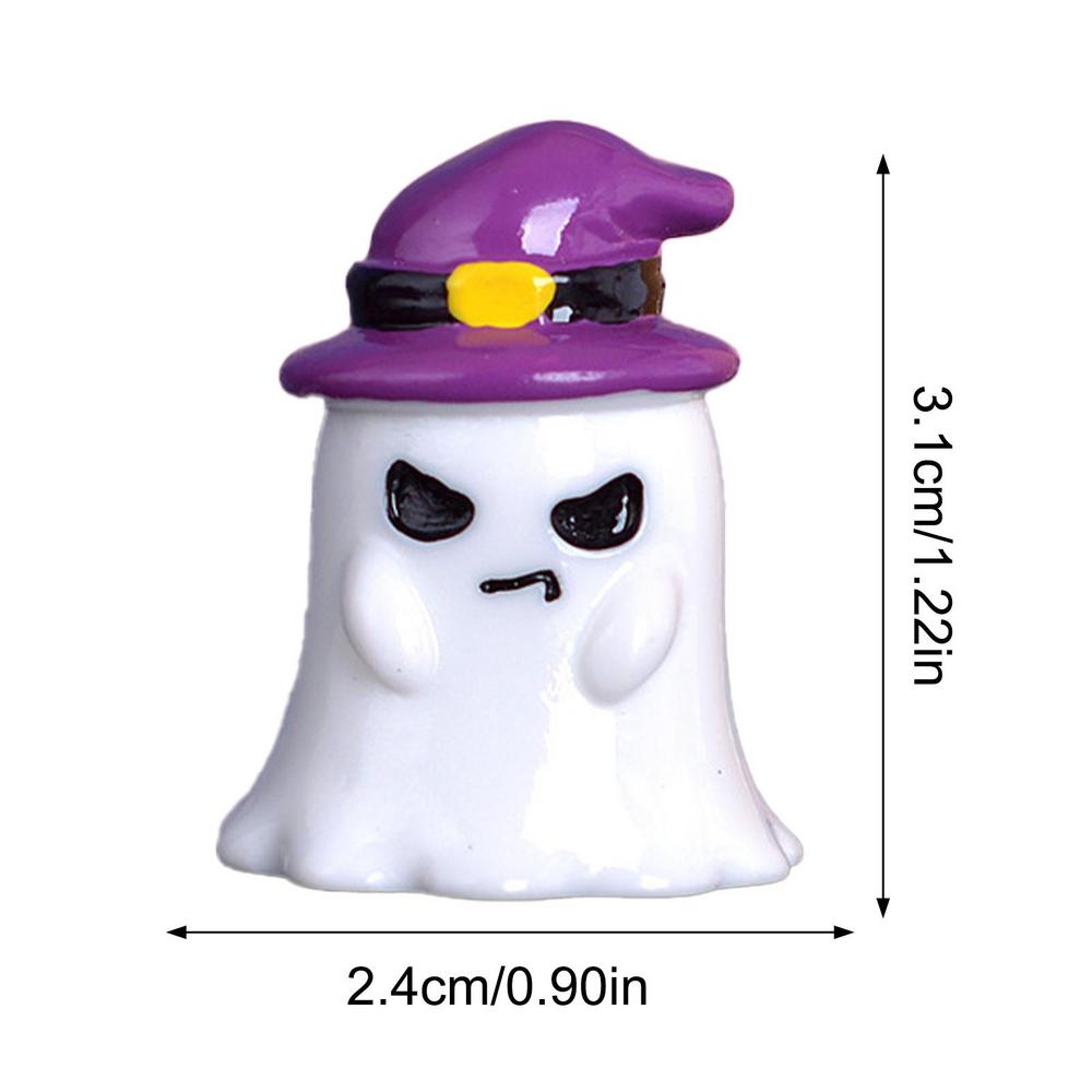 Halloween Pumpkin Ghost Figurines Wizard Ghost Landscape Miniature For Halloween Home Office Desk Room Decorations