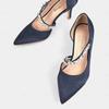 JC Same One-word Single Shoes with Shallow Mouth Side Empty Silk Sexy Rhinestone Chain Pointed Hollow High Heels Women's Stiletto