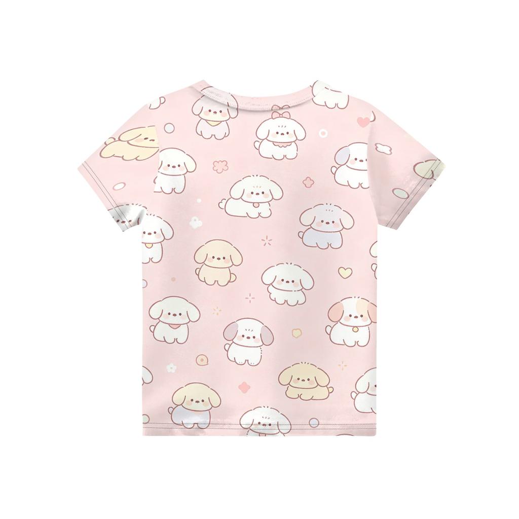 Kids Animal Print Short Sleeve T Shirt Casual Loose Fit Crew Neck Top Soft Comfortable Fabric Suitable for Everyday Wear
