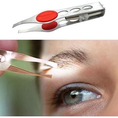 HOMTEC - Edelstahl-Augenbrauenpinzette mit LED-Licht