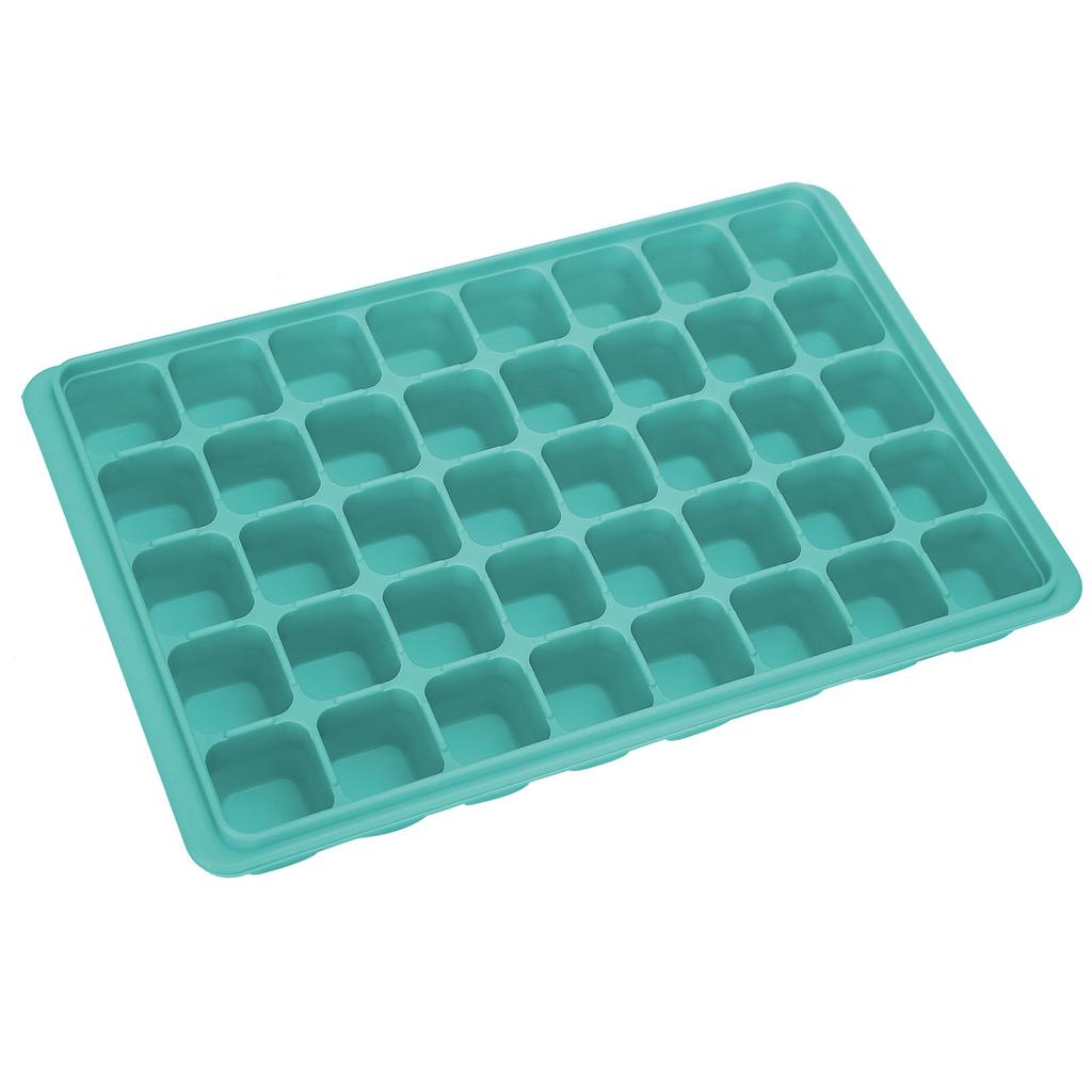 Ice Cubes Tray Molds Reusable 40 Cavity Silicone Ice Cubes Molds with Covers for Home KitchenVerdigris Color