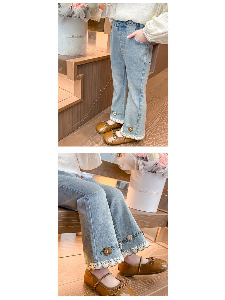 Girls' Spring & Autumn 2025 Flared Jeans: New Casual Trousers for Baby Girls