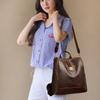 Women PU Leather Backpack Multifunctional Vintage Badge Shoulder Bag Large Capacity Anti‑theft Travel Crossbody Bag Casual Ladies Handbag For Daily