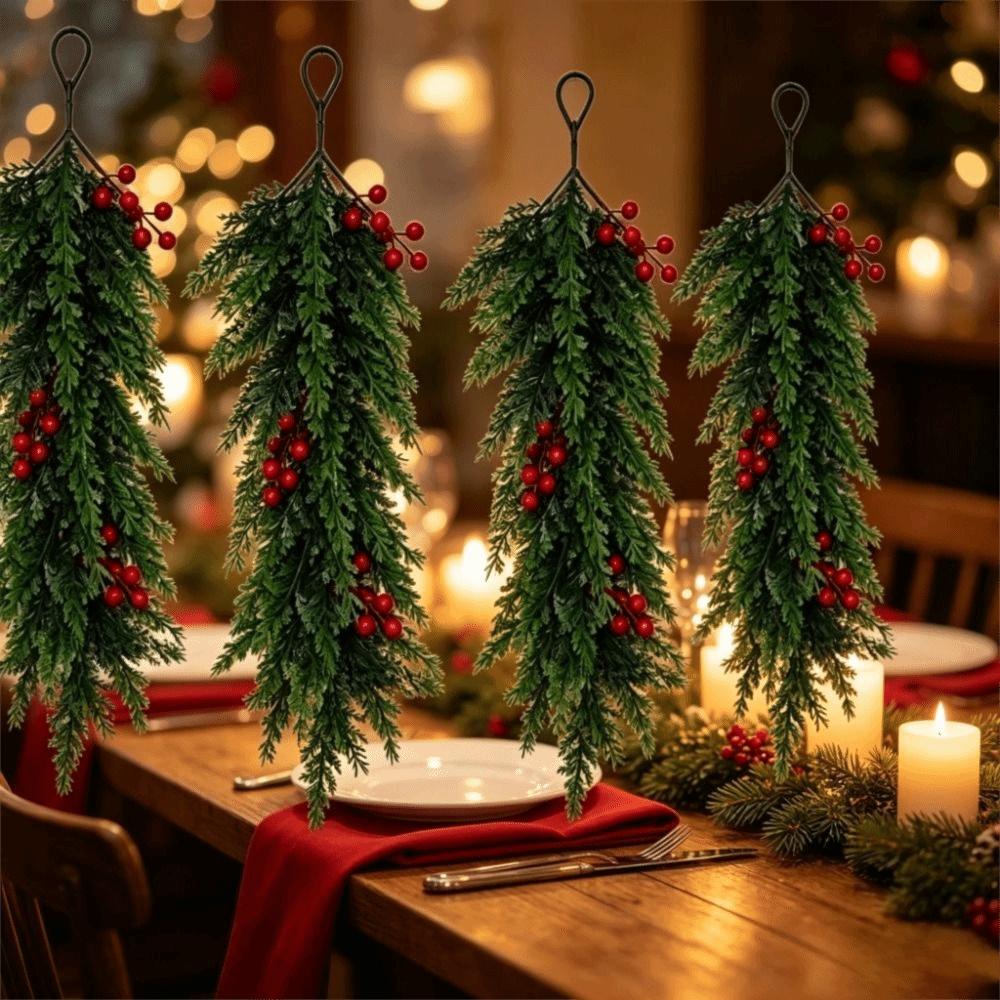 Poinsettia Berries Decor Christmas Wreath Plastic Christmas Wall Decorative Christmas Decor