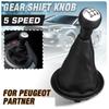Car Gear Shift Knob with Gaiter Boot Cover For Citroen Berlingo II Peugeot Partner II 2008 2009 2010-2018 Interior Accessories