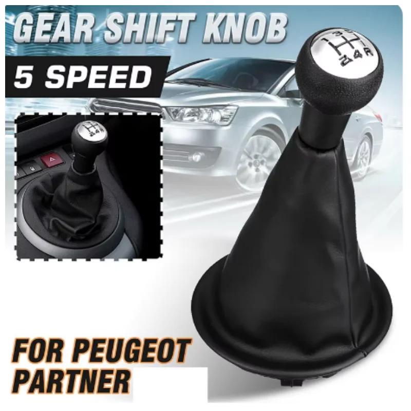 Car Gear Shift Knob with Gaiter Boot Cover For Citroen Berlingo II Peugeot Partner II 2008 2009 2010-2018 Interior Accessories