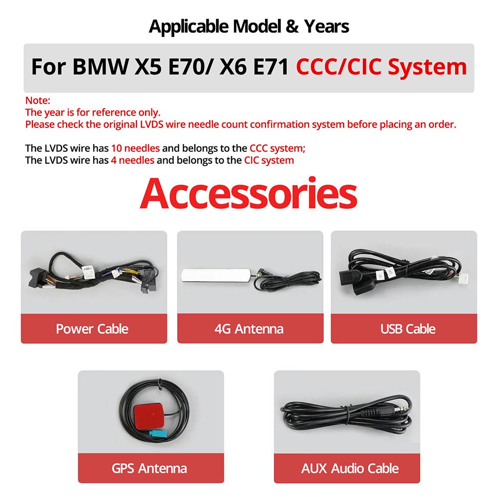 10.25" Wireless Carplay Car Radio For BMW X5 E70 X6 E71 LHD 2008-2013 CCC CIC System Android 13 GPS Multimedia  Player FM BT