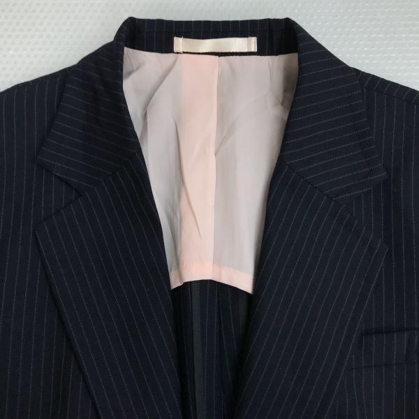 LES MUES Stretch Jacket & Pants Suit Women’s Top LL Bottom M Navy Stripe