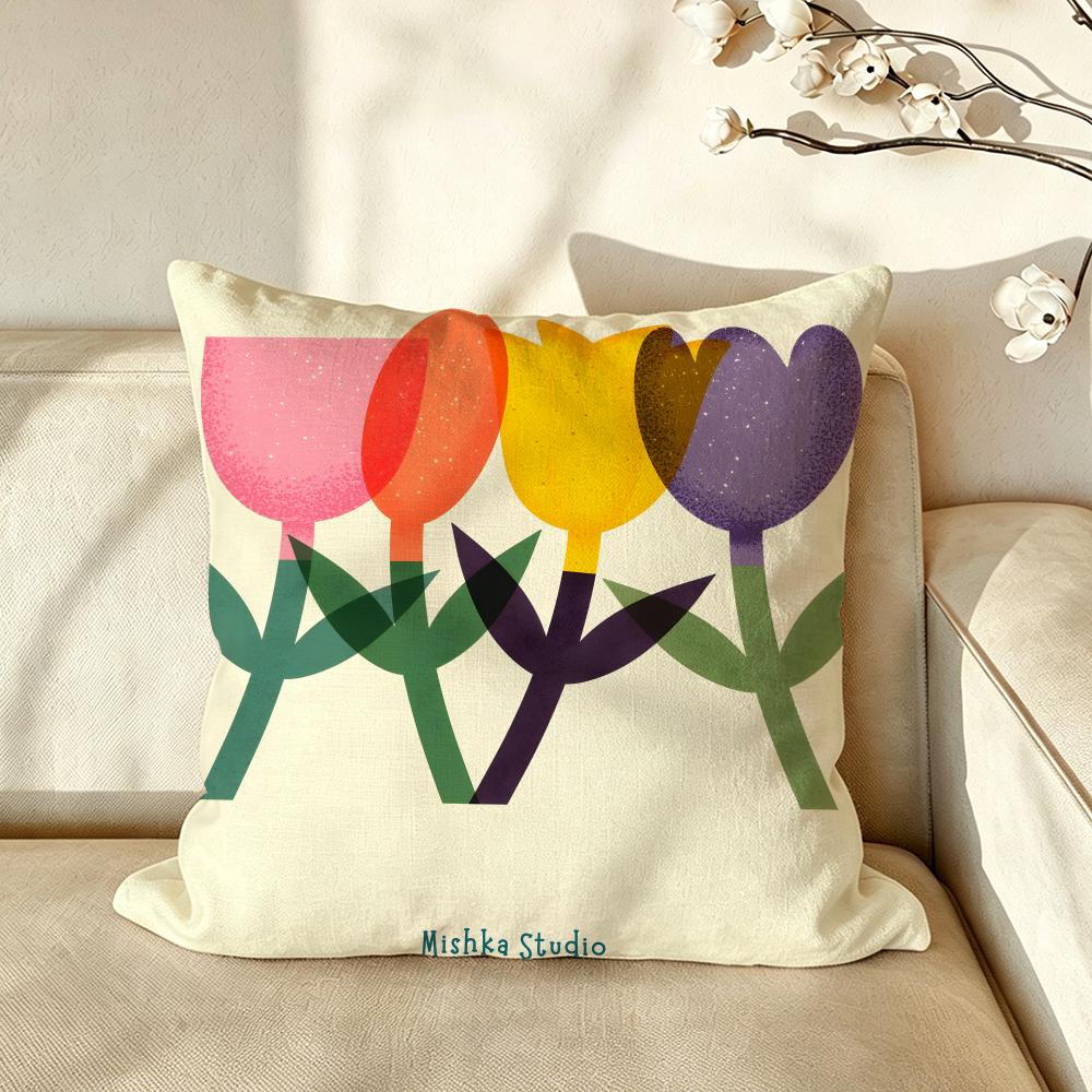 Art NNordic SStyle Geometric Tulip Cushion Cover Pillow Case Antidustmite Pillowcase Silky Short Plush Sofa Cushion Cover hot