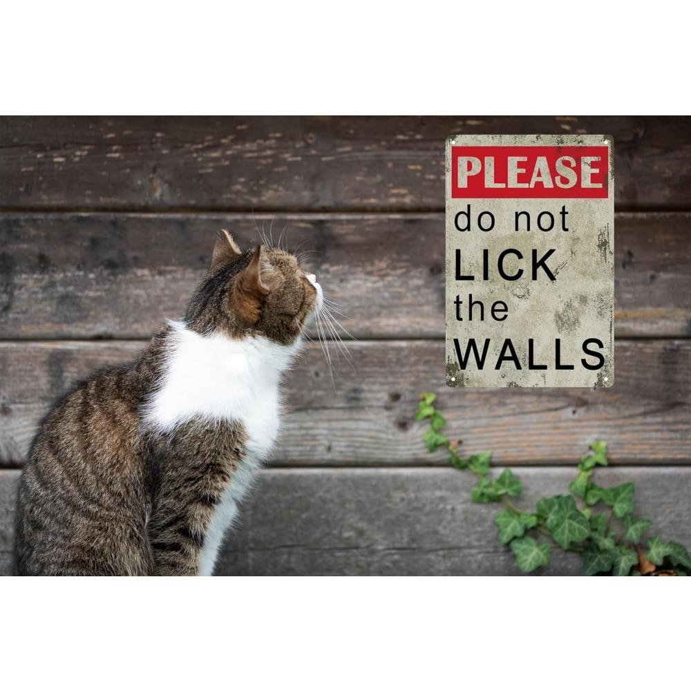 Funny Retro Metal Tin Sign - "Please Do Not Lick The Walls" Bathroom Wall Art, Vintage Home Living Room Man Cave Decor