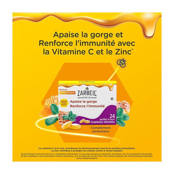 Zarbeil Gorge & Immunité Complément Alimentaire 24 Pastilles à Sucer