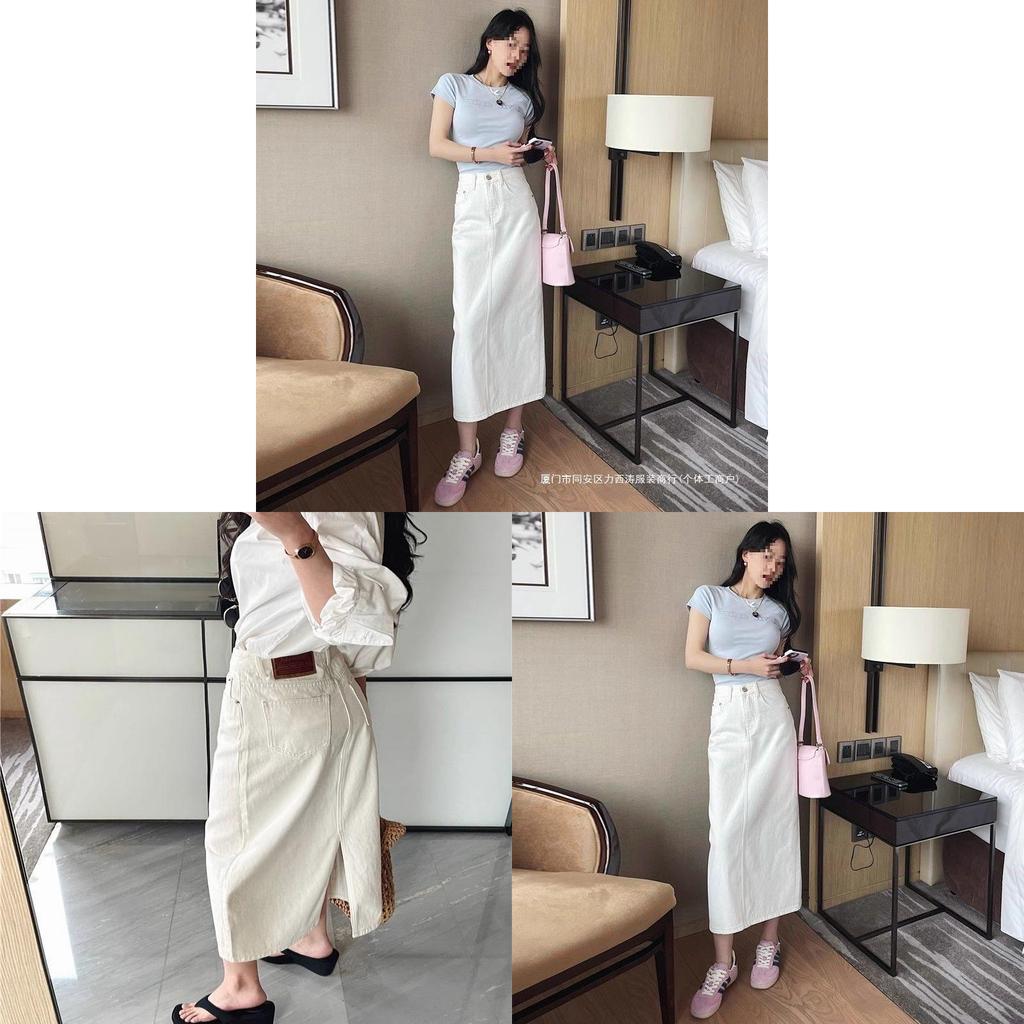 Cotton Blend High Waist Skirt With Zipper For Summer Chic Women