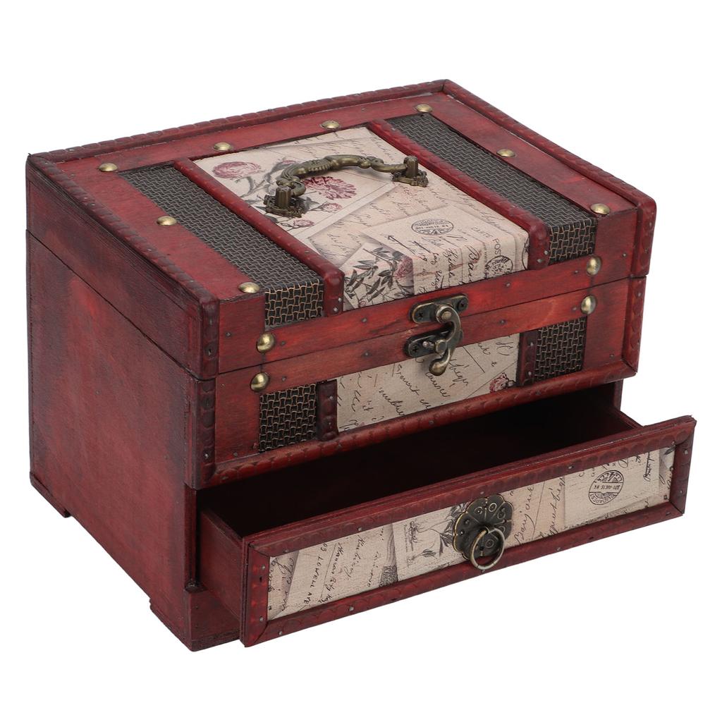 Large Jewelry Box Large Size Multi Layers Durable Wood PU Leather Vintage Design Vintage Jewelry Box for Jewelry Cards