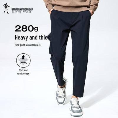 Dance with Wolves Men's 280g Cotton-Ammonia Stretch Cropped Casual Pants