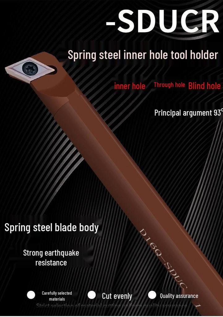 95° CNC Lathe Tool Holder for Inner Hole & Circle, Spring Steel Boring Tool S08K10/16/20R-SDUC.