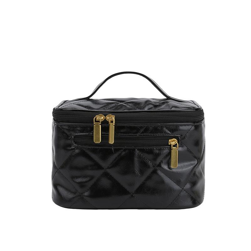 

Women Makeup Bag Large Capacity Cosmetics Storage Bag Travel Organizer Essentials Toiletry Bag Foldable Soldable Toilet Wash Bag 23x16x14cm чорний